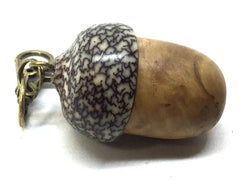 LV-4852  Olive Burl & Betelnut Acorn Pendant Box, Charm, Pill Holder-SCREW CAP