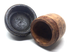 LV-4862 Morrocan Thuya Burl & Black Palm Acorn Box, Charm, Pill Holder-SCREW CAP