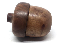 LV-4875   Camphor Burl & Black Walnut  Acorn Pill Box, Engagement Ring Box-SCREW CAP