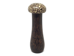 LV-4886  Black Palm & Betel Nut Mushroom Secret Compartment, Pill Holder-THREADED CAP