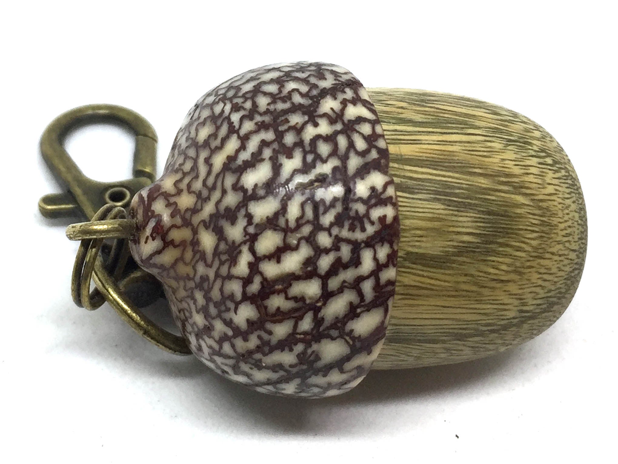 LV-4888 Verawood & Betelnut Acorn Box, Pill Holder, Compartment Pendant-SCREW CAP