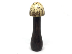 LV-4889  Raffia Palm Nut with Black Palm Mushroom Pill Holder, Needlecase-THREADED CAP