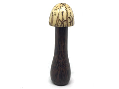 LV-4889  Raffia Palm Nut with Black Palm Mushroom Pill Holder, Needlecase-THREADED CAP