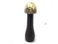 LV-4889  Raffia Palm Nut with Black Palm Mushroom Pill Holder, Needlecase-THREADED CAP