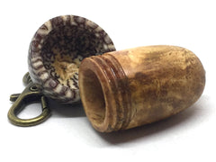 LV-4891  Mango Burl & Betel Nut Acorn Pill Box, Secret Compartment Pendant-SCREW CAP