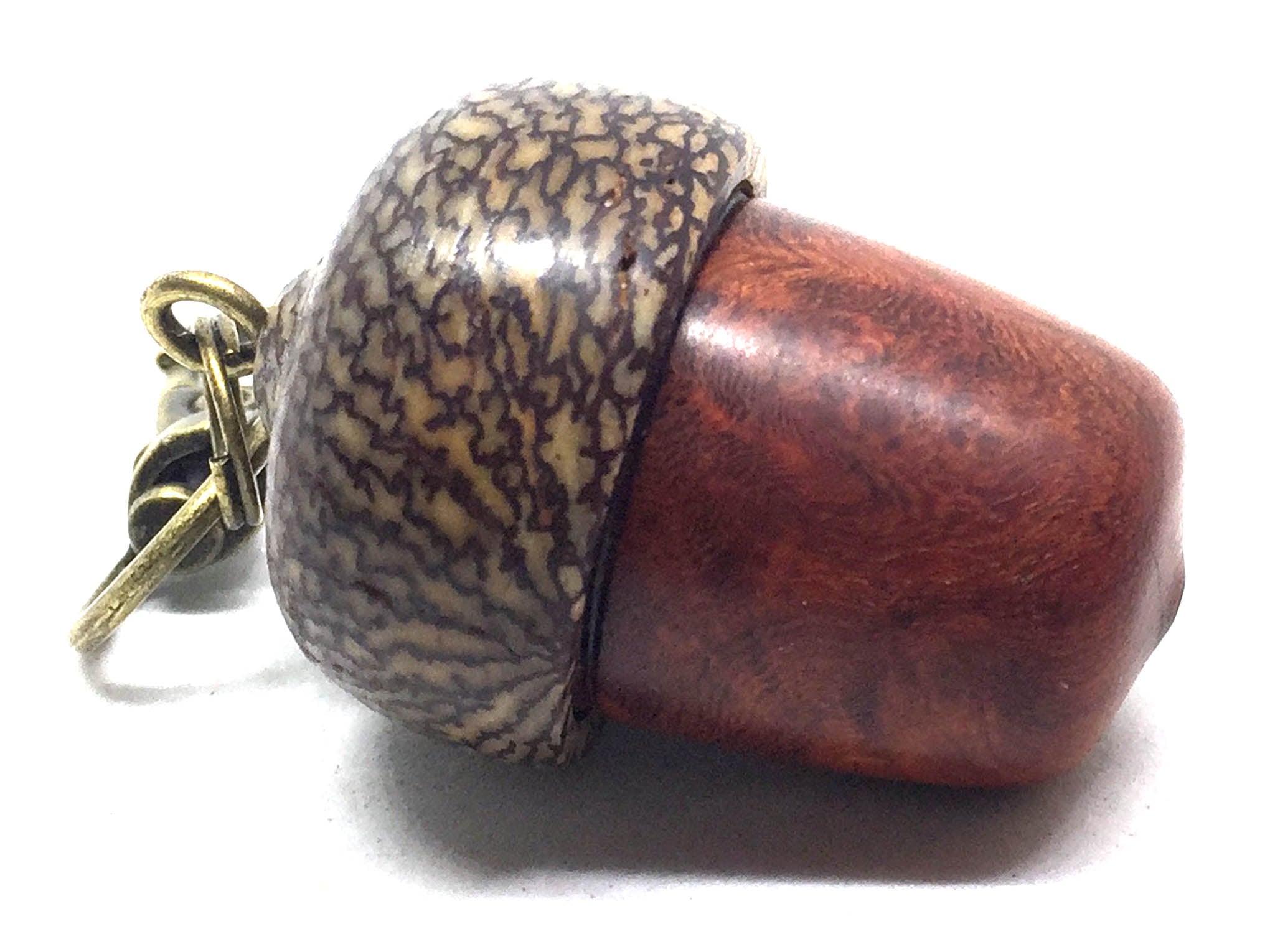 LV-4892 Logwood Burl & Betelnut Acorn Pendant Box, Bag Charm, Keychain-SCREW CAP
