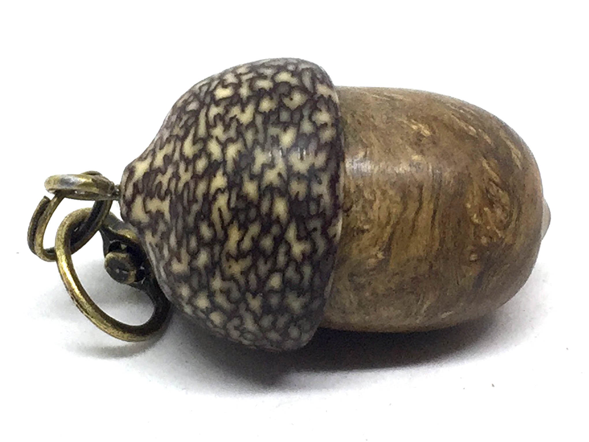 LV-4902  Pollyanna Burl & Betel Nut Acorn Pendant Box, Charm, Pill Holder-SCREW CAP