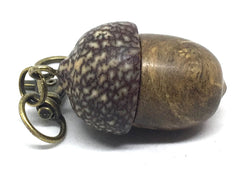 LV-4902  Pollyanna Burl & Betel Nut Acorn Pendant Box, Charm, Pill Holder-SCREW CAP