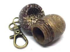 LV-4902  Pollyanna Burl & Betel Nut Acorn Pendant Box, Charm, Pill Holder-SCREW CAP