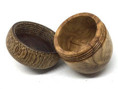 LV-4929 Olive Burl & Brownheart Woodn Acorn Box, Jewelry, Gift Box-SCREW CAP