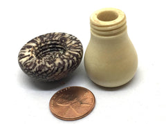 LV-4946 Holly & Betelnut Threaded Mushroom Needle Case, Pill, Jewelry Box-SCREW CAP