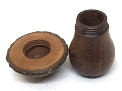 LV-4964  Lemon Bottlebrush & Brown Ebony Wooden Mushroom Keepsake Box, Pill, Jewelry Box-THREADED