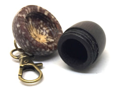 LV-4965  Mun Ebony & Betelnut Acorn Pendant Box,  Pill Holder-SCREW CAP