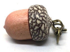 LV-4966  Pink Ivory & Betelnut Acorn Box, Bag Charm, Compartment Pendant-SCREW CAP
