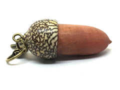 LV-4977 Pink Ivory & Betelnut Acorn Box, Bag Charm, Compartment Pendant-SCREW CAP