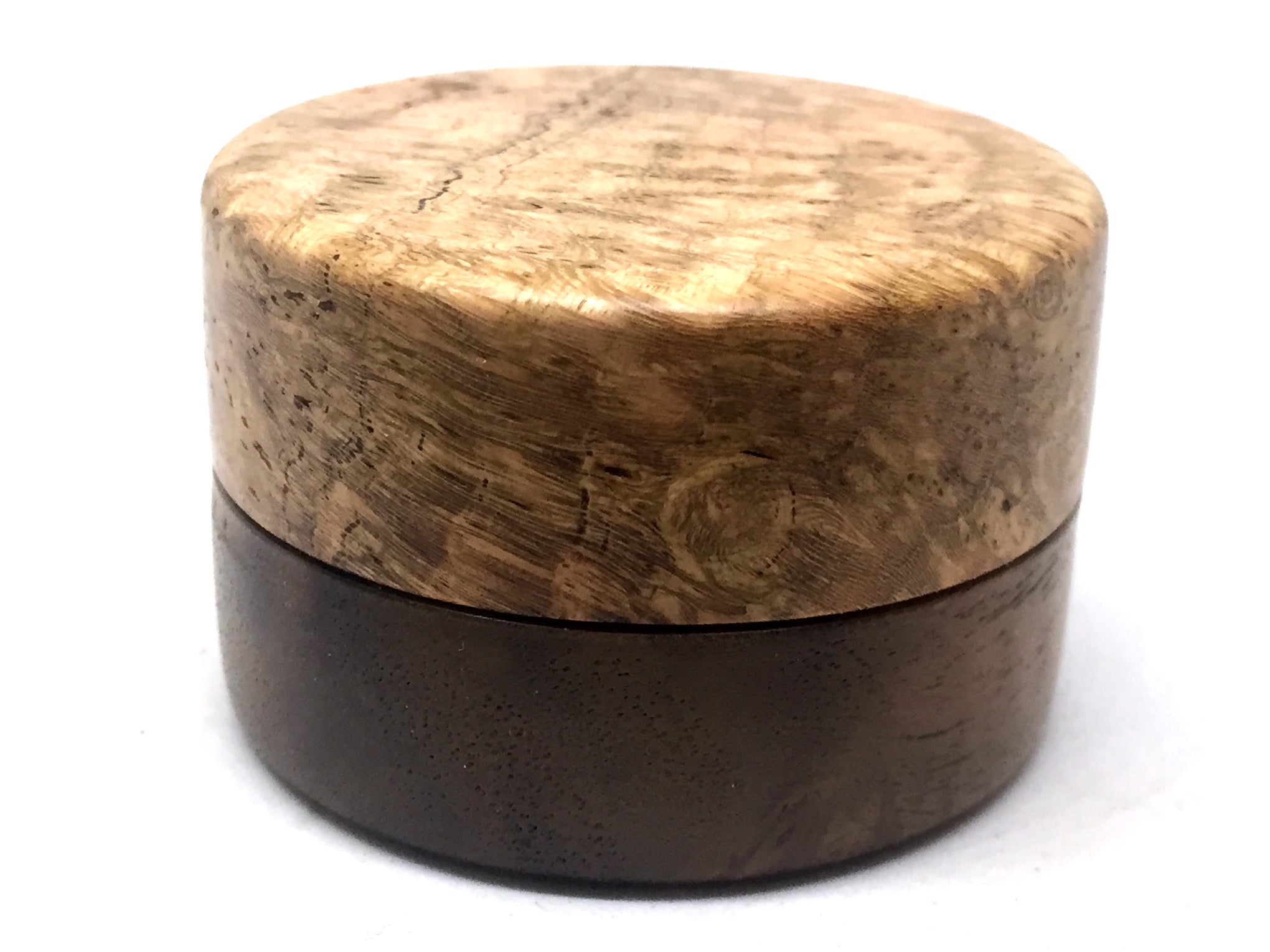 LV-4994 Black Cherry Burl with Black Walnut Flat Box for Ring, Jewelry, Pills-SCREW CAP