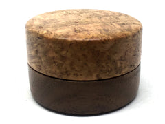 LV-4994 Black Cherry Burl with Black Walnut Flat Box for Ring, Jewelry, Pills-SCREW CAP