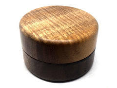LV-4995  Curly Koa & Walnut Wooden Flat Pill Box, Ring Holder, Jewelry Box-SCREW CAP