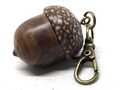 LV-5009  Australian Sheoak Burl & Betelnut Wooden Acorn Pendant Box, Pill Fob, -SCREW CAP