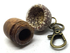 LV-5014 Teak Burl & Betelnut Wooden Acorn Key Fob, Pill Holder, Secret Compartment-SCREW CAP