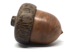 LV-5016  Redwood Burl & Black Palm Acorn Pill Box, Engagement Ring Box-SCREW CAP