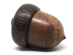 LV-5016  Redwood Burl & Black Palm Acorn Pill Box, Engagement Ring Box-SCREW CAP