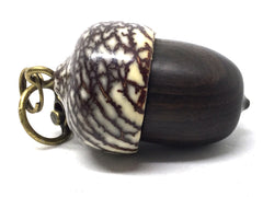 LV-5022  Mun Ebony & Betelnut Acorn Pendant Box,  Pill Holder-SCREW CAP