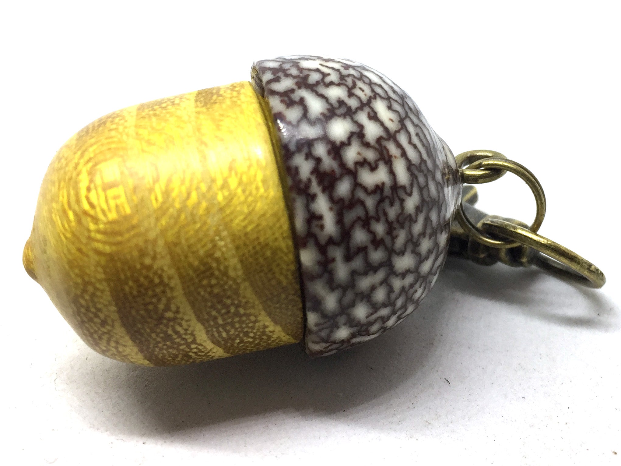LV-5023 Osage Orange & Betel Nut Acorn Pendant Box, Keychain, Pill Fob-SCREW CAP