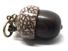 LV-5042  Mun Ebony & Betelnut Acorn Pendant Box,  Pill Holder-SCREW CAP