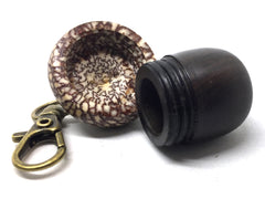 LV-5045  Mun Ebony & Betelnut Acorn Pendant Box,  Pill Holder-SCREW CAP