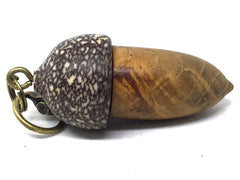 LV-5054 Black Locust Burl & Betel Nut Acorn Pendant Box, Pill Fob -SCREW CAP