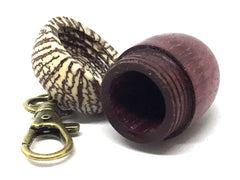 LV-5060 Purpleheart & Betelnut  Acorn Box, Pill Holder, Compartment Pendant-SCREW CAP