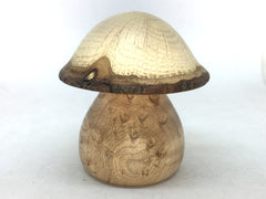 LV-5075 Birdseye Maple  & Valley Oak Wooden Mushroom Keepsake Box, Pill, Jewelry Box-THREADED