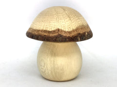 LV-5079  American Holly Stalk & Valley Oak Wooden Mushroom Keepsake Box, Pill, Jewelry Box-THREADED