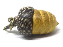 LV-5109 Osage Orange & Betel Nut Acorn Pendant Box, Keychain, Pill Fob-SCREW CAP