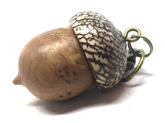 LV-5115  Olive Burl & Betelnut Acorn Pendant Box, Charm, Pill Holder-SCREW CAP