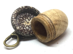 LV-5117 Black Locust Burl & Betel Nut Acorn Pendant Box, Pill Fob -SCREW CAP