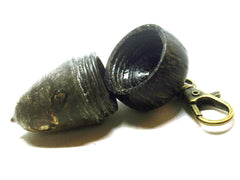 LV-5120 Buckeye Burl & Betel Nut Acorn Pendant Box, Pill Fob -SCREW CAP