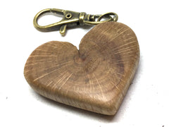 LV-5129 Coast Live Oak Wooden Heart Shaped Charm, Keychain, Wedding Favor-HAND CARVED