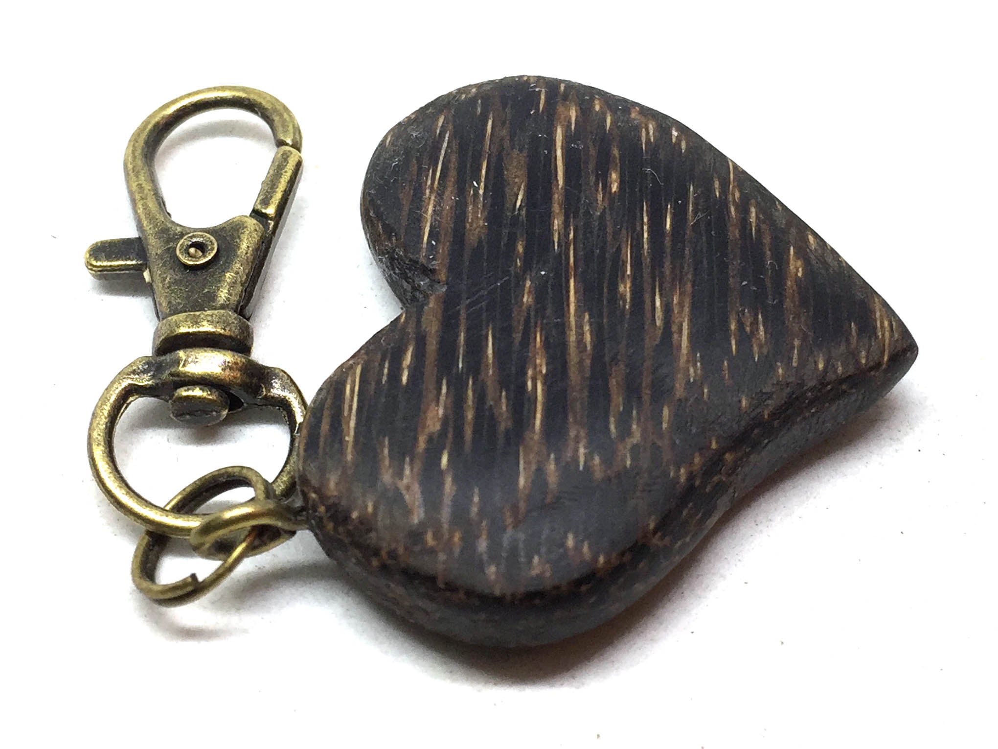 LV-5131 Black Palm Wooden Heart Charm, Keychain, Wedding