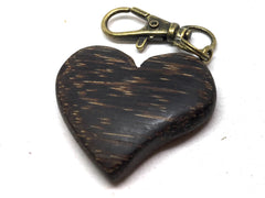 LV-5131 Black Palm Wooden Heart Charm, Keychain, Wedding, Valentine Gift-HAND CARVED