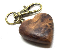 LV-5140  Morroccan Thuya Burl Wooden Heart Charm, Keychain, Wedding Favor-Hand Made