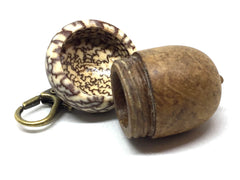LV-5149 Teak Burl & Betelnut Wooden Acorn Key Fob, Pill Holder, Secret Compartment-SCREW CAP