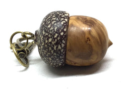 LV-5151  Olive Burl & Betelnut Acorn Pendant Box, Charm, Pill Holder-SCREW CAP