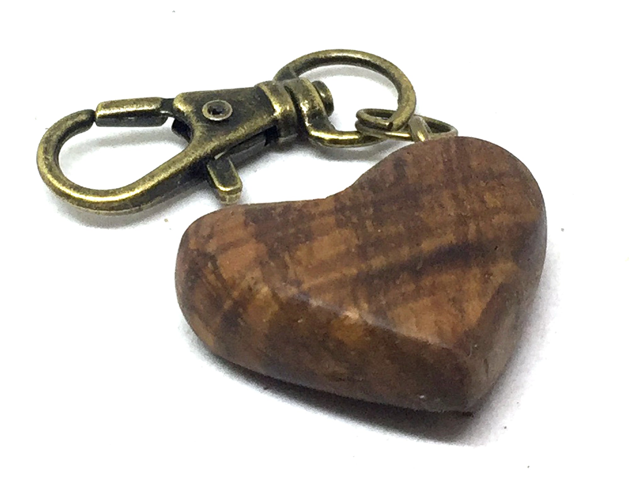 LV-5161 Curly Hawaiian Koa Wooden Heart Shaped Charm, Keychain, Unique –  Elvio Design