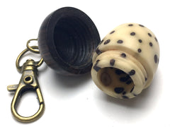 LV-5230 Raffia Palm Nut & Mun Ebony Acorn Pill Fob, Pendant Box-SCREW CAP