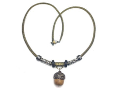 LV-5232 Brown Mallee Burl & Betelnut Pendant Necklace, Memorial Jewelry -SCREW CAP