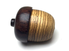 LV-5264  Wooden Acorn Box, Ring Box, Pill Box Zebrawood & E. Indian Rosewood -SCREW CAP