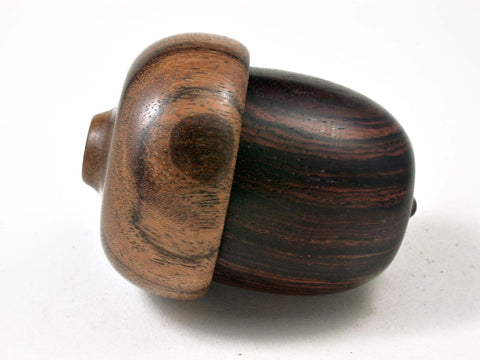 LV-3045  Cocobolo & Bocote   Acorn Pill Box, Engagement Ring Box, Keepsake-SCREW CAP