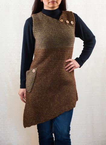 LVO-116 Asymmetrical Pull Over Dress-Hand Crochet-Ready to Ship-ONE OF A KIND
